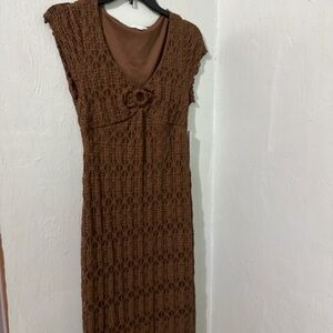 Charming Brown Lace Juniors Dress